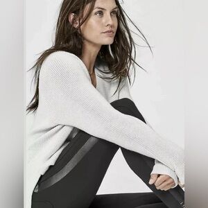 Athleta Flatiron Faux Leather Tux Stripe High-Rise Tight Black Small 28" EXC